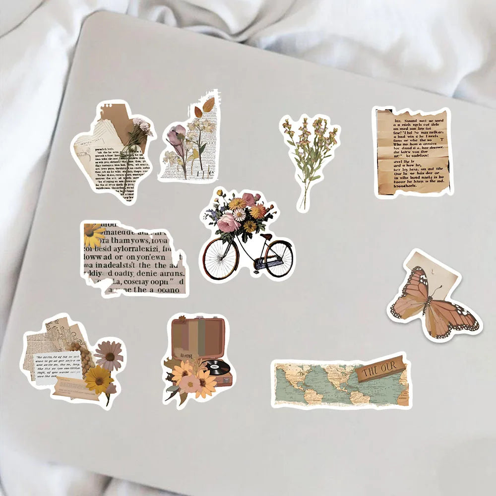 10/25/50pcs Aesthetic Vintage Diary Graffiti Stickers for DIY Scrapbooking Suitcase Water Bottle Phone Guitar Laptop