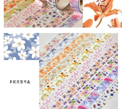 5 Rolls/set Aesthetics Floral Decorative Adhesive Tape Flower Washi Tape DIY Scrapbooking Material Sticker Label Stationery