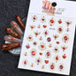 5D Embossed Emerald Gemstones Nail Art Stickers Luxury Golden Frame Baroque Flower Nail Decals Green Rhinestones Nail Supplies