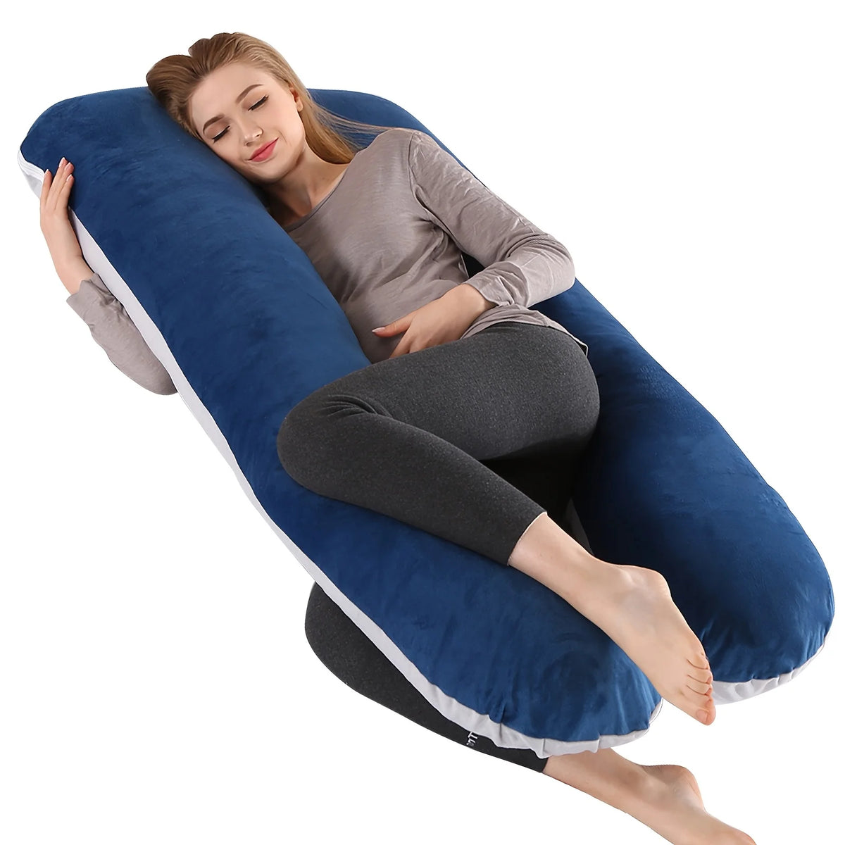 Ergonomic U Shape Pillow for Neck and Back Support, Maternity Pregnancy Body Pillow, Office Travel Sleeping Cushion for Adults