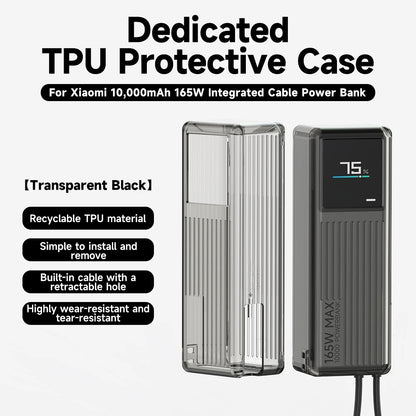 Sikai TPU case for Xiaomi 165W Power Bank 10000mAh PB1165MI with Built in USB C Cable Portable Charger Travel Storage Case