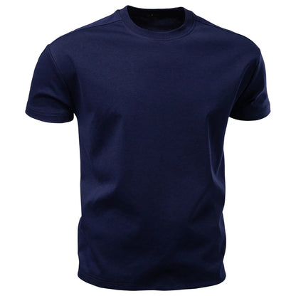 AIOPESON Men's Cotton O-Neck T-Shirt Soft Touch Comfortable Solid Color 8 Options Breathable Lightweight Casual Daily Tee