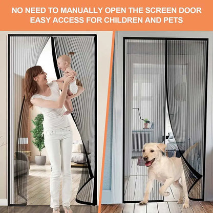 Magnetic Screen Door Hands Free Mesh Partition Heavy Duty Curtain Keeps Bugs Out Frame Hook & Loop Pet and Kid Friendly