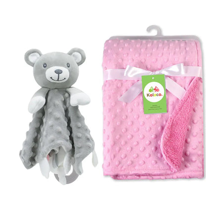 Custom Name Baby Blanket Personalized Baby Shower Gift Soft Minky Dot 2-in-1 Blanket & Lovey Set for Boys Girls