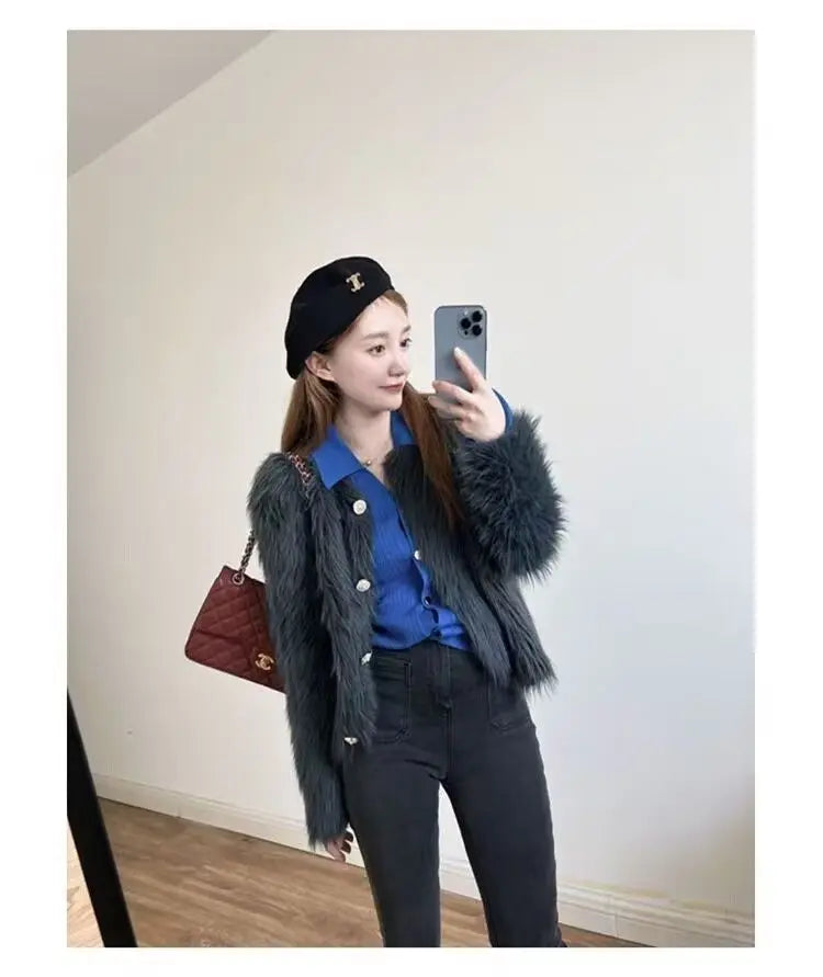 Imitation Mink Cashmere Knitted Cardigan Sweater Coat Women Autumn And Winter 2023 Popular European Soft Cardigan Sweater Female