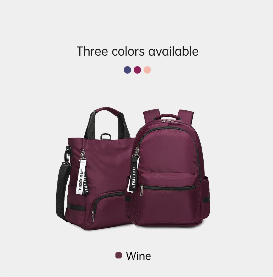 Tigernu New 3 In1 Tote Bag With Zipper For Women Casual School Backpacks Fashion Female Shoulder Bag Light Weight Girls Handbags