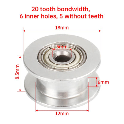 GT2 Idler Timing Pulley 16-tooth 20-Teeth with 3mm or 5mm Bore with Bearings for 3D Printer Parts Timing Belt 6mm 10mm