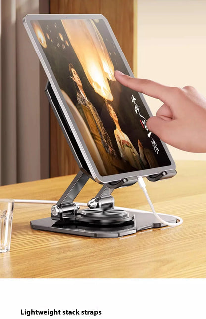 360° Rotating Metal Tablet Stand Foldable Adjustable Desktop Holder Carbon Steel Base Heat Dissipation For Tablet Phone