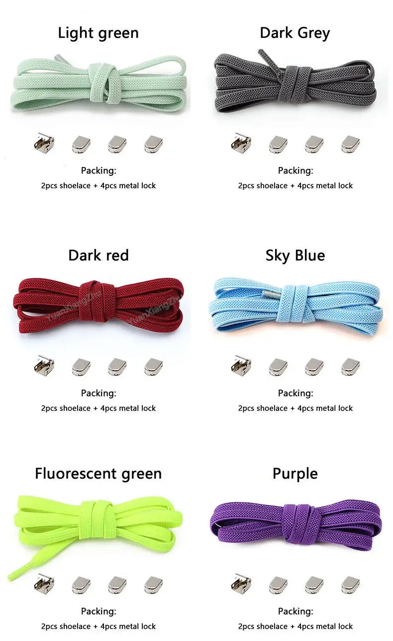 No tie Shoe laces Elastic laces Sneakers Flat Shoelaces without ties Quick Shoelace for Shoes Kids Adult One Size fits All Shoes