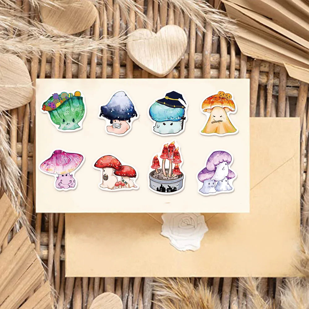 50PCS Halloween Ghost Mushroom Graffiti Stickers, Luggage, Notebook, Speaker, Water Cup, Waterproof Stickers