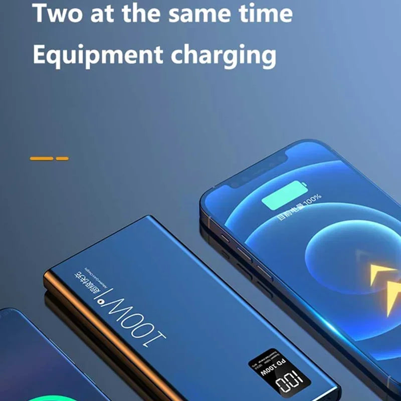 Lenovo 200000mAh Power Bank High Capacity 100W Super Fast Charging Portable External Battery With LED Digital Display For iphone