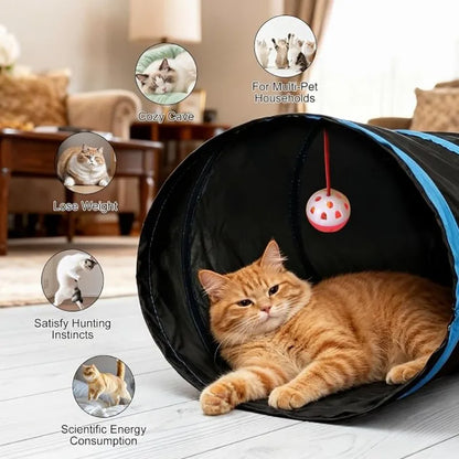5-Way Foldable S-Shaped Pop Up Cat Tunnel Maze Toy, Interactive Collapsible Play House for Kittens, Small Rabbits, Puppies, Ferrets and Guinea Pigs, Breathable Pet Activity Tunnel for Indoor Entertainment