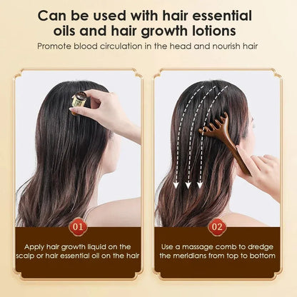 Lymphatic Contour Face Brush & Wooden Meridian Massage Comb Anti-static 6-Claw,Jawline Sculpting,Drainage Massager for Face&Head