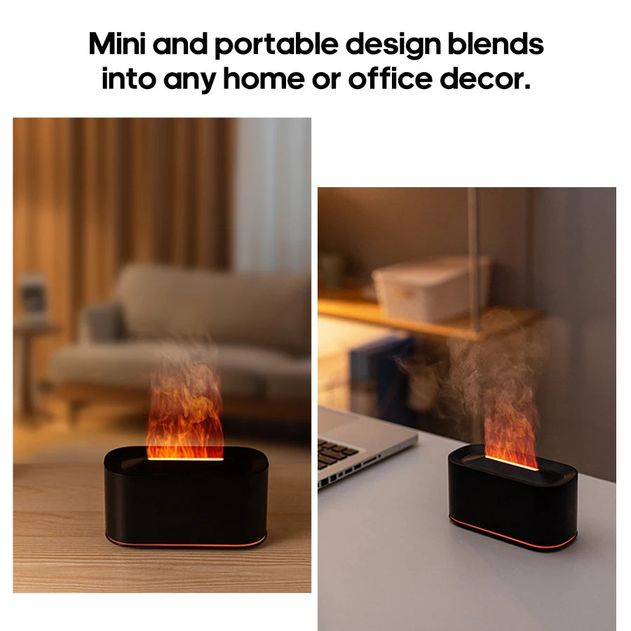 Mini Aroma Diffuser Aromatherapy Realistic Flame Lights Colorful RGB Air Humidifier Desktop USB Sprayer/Essential Oil Set
