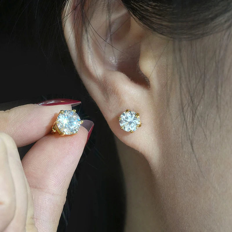 18K Plating Earrings S925 Sterling Silver D Color VVS1 Zircon Earring Stud for Women As Shinning As Diamond Wedding  Jewelry