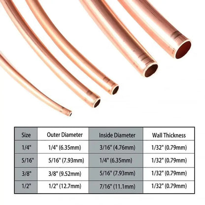 1Pcs Durable 1 Meter Copper Tube Coil 99.9% Pure Copper Soft T2 Copper OD 2-12mm ID 1-10mm Wire Pipe Airs Conditioner Cooling