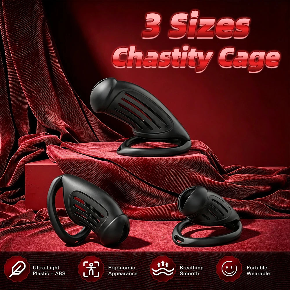 Sex Toys Male Chastity Cage with 4 Sizes Rings And Invisible Lock for Penis Bondage Cock Cage Chastity with Elastic Belt SM Toy