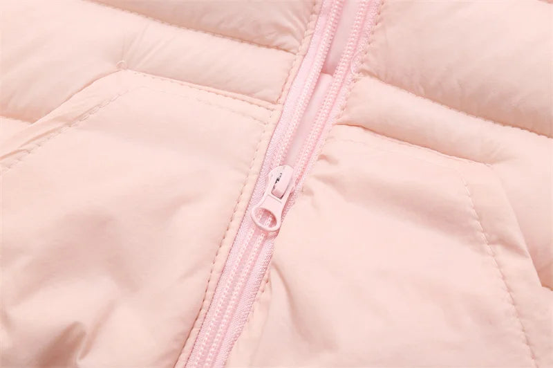 2024 Kid's Solid Color Jacket Boys Hooded Zipper Down Cotton Coat Autumn Winter New Girls Thickened Casual Cute Outerwear 2-6Y