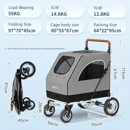STLF(Ready to Ship) Manufacture Large Pet Stroller for Big Dog Safety Outdoor Walking Travel Foldable Trolley