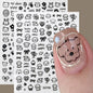 2Sheets French Gradient Line Nail Art Stickers 3D Self-Adhesive White+Black Slider Design Stencil Manicure Guides DIY Nail Decor