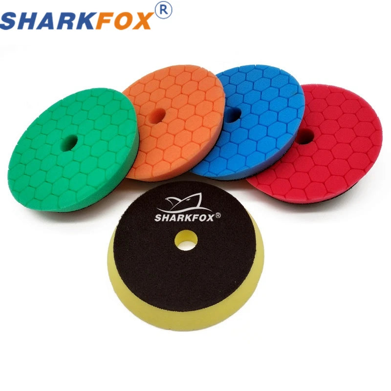 Sharkfox Polishing Pads 3/5/6 Inch Germany Foam Buff Sponge Pads Auto Car Buffing Pad Set for DA/RO Polisher Buffer Tools