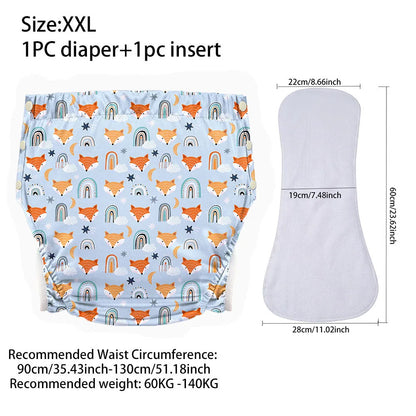 Ice Silk Adult Cloth Disaper Waterproof Old Man's Diaper Pants Reusable Diapers Trouser Pocket Anti-leak Breathable Nappy Pads