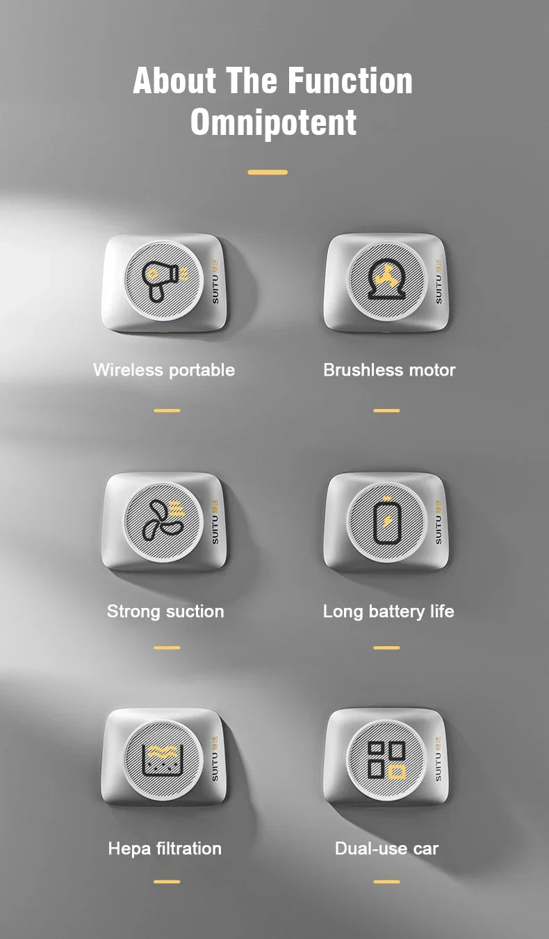 EAFC 12000PA Car Wireless Vacuum Cleaner Strong Suction Handheld Wet Dry Auto Vacuum Home & Car Dual Use Mini Home Appliance
