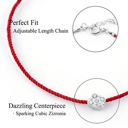 La Monada Red Thread For Hand Women's 925 Sterling Silver Bracelets Square Zircon Red String Rope Jewelry Bracelets For Women