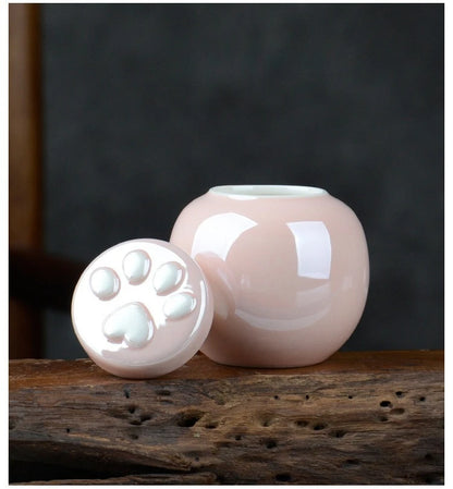 Household Mini Pet Ash Jar Moisture Proof Ceramic Claw Seal Jar Animal Funeral Urn Pet Nostalgia Ornament Portable Ash Box