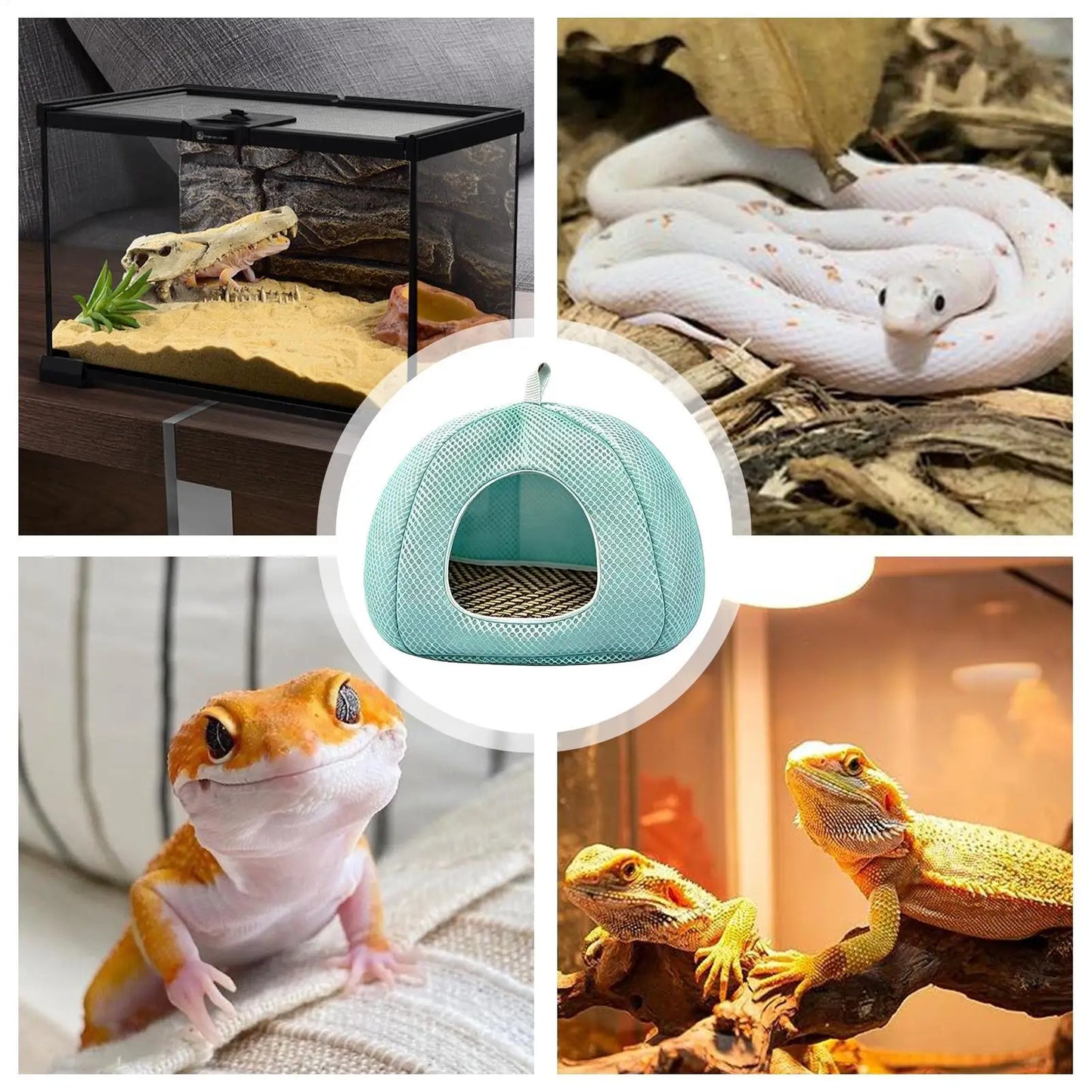 Corn snakeHouse Breathable Mesh Hanging tent style cave reptile dodging cave Easy to clean for Small reptile  ﻿