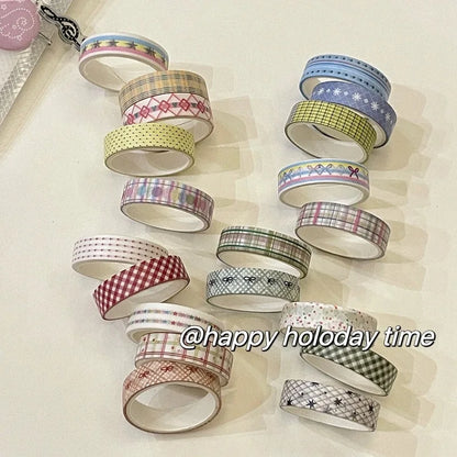 MINKYS 5pcs/set Basic Grid Star Decorative Tape Cute Cartoon Creative Washi Tape School Stationery