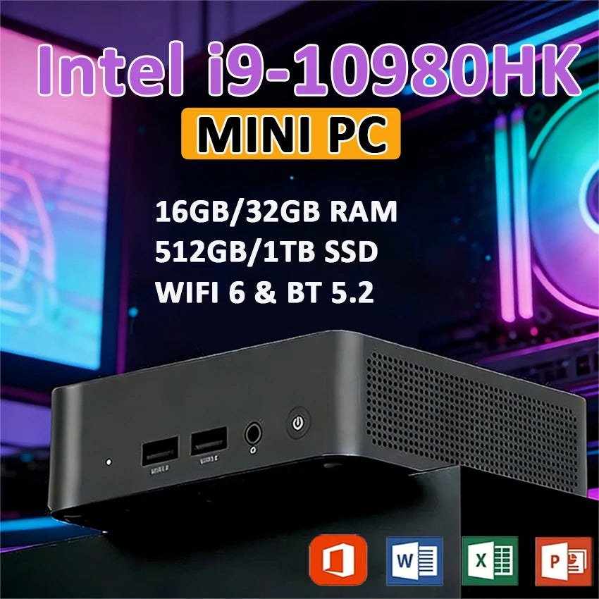 2026 Brand New Intel Core I9-10980HK Windows 11 Pro 32GB RAM 1TB SSD Gaming I9 Computer WiFi 6 USB3.0 Mini Desktop Computer PC