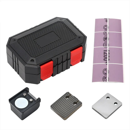 Automotive Scraper Blade Set with 1 Scraper 1 Scraper Handle 1 File 6 Square Dot Sandpaper Pieces for Car Removing Stains Joints
