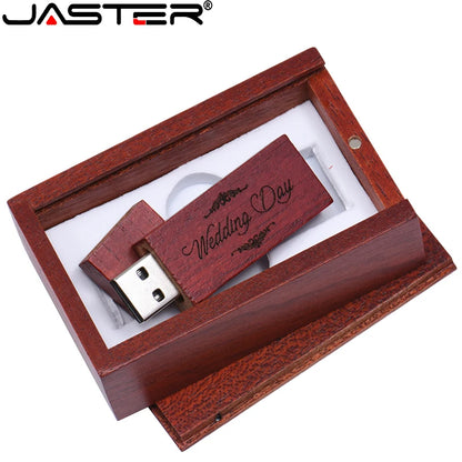 JASTER Free Custom Logo Photography Wedding Gift USB Flash Drive 128GB Wooden 64GB Box Pen Drive Maple Memory Stick 32GB 4G 16GB