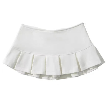 2025 Sexy High Waist Pleated Mini Skirts Women Streetwear A Line Super Short Skirts Woman Korean Fashion Gray Skirt with Shorts