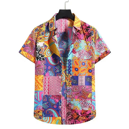 New Hawaii Spring/Summer Fashion Leisure Street Walk Tourist Beach Printed Full Open Short Sleeve Button Shirt