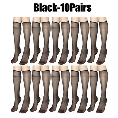 Summer Ultra-Thin Korean Style Invisible Thigh-High Socks Nude Seamless Mid-Calf Short Socks for Women Anti-Snag Sheer Stockings