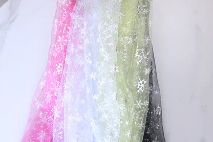 Silver Snowflake Tulle Mesh Fabric Girl Doll Dress Christmas party wedding Decration DIY Sewing Cloth accessories