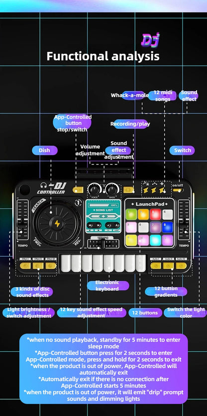 Simulation DJ Mixer Controller Kids Toys Multifunctional Music Effect Children Toy Electronic Musical Instrument Game Birthday Gifts Toys for Boy Girls Chirstmas Gifts Ship From Germany Fast Delivery