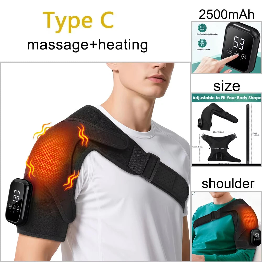 Electric Shoulder Heating Pad 3-Speed Vibration Muscle Relax Belt Thermal Massager Shoulder Neck Health Care Support Brace