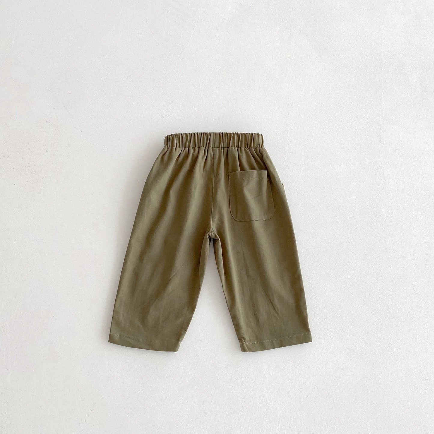Toddler Girl Cotton Pleated Harem Pants 1-6Y Kids Boys Solid Color Casual Roll Up Trousers Comfy Elastic Waist Kids Bottoms