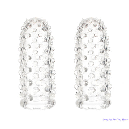 Finger Condoms Adult Sex Toys Spike Condom Women Stimulation Female Vagina Clitoris Silicone dotted Finger Coats Adult supplies