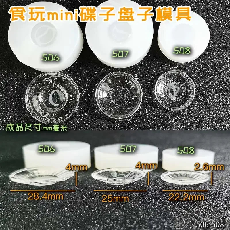 Miniature Food Play Mini Vintage Plate Fruit Plate Dinner Plate Doll House Mini Baking Baking Pan Organizer Jar Silicone Mold