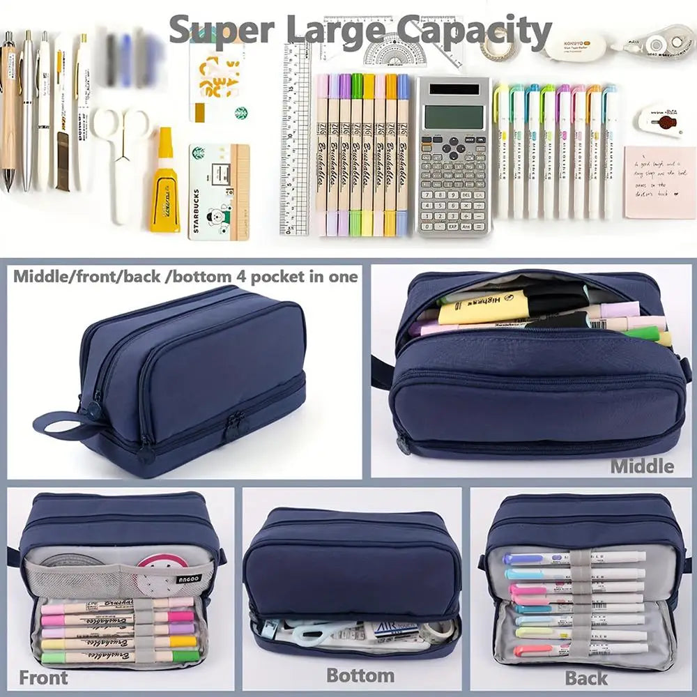 Macaron Color Large Capacity Pencil Case Multi Layer Compartments Eco Friendly Material Zipper Closure for School Storage Bag