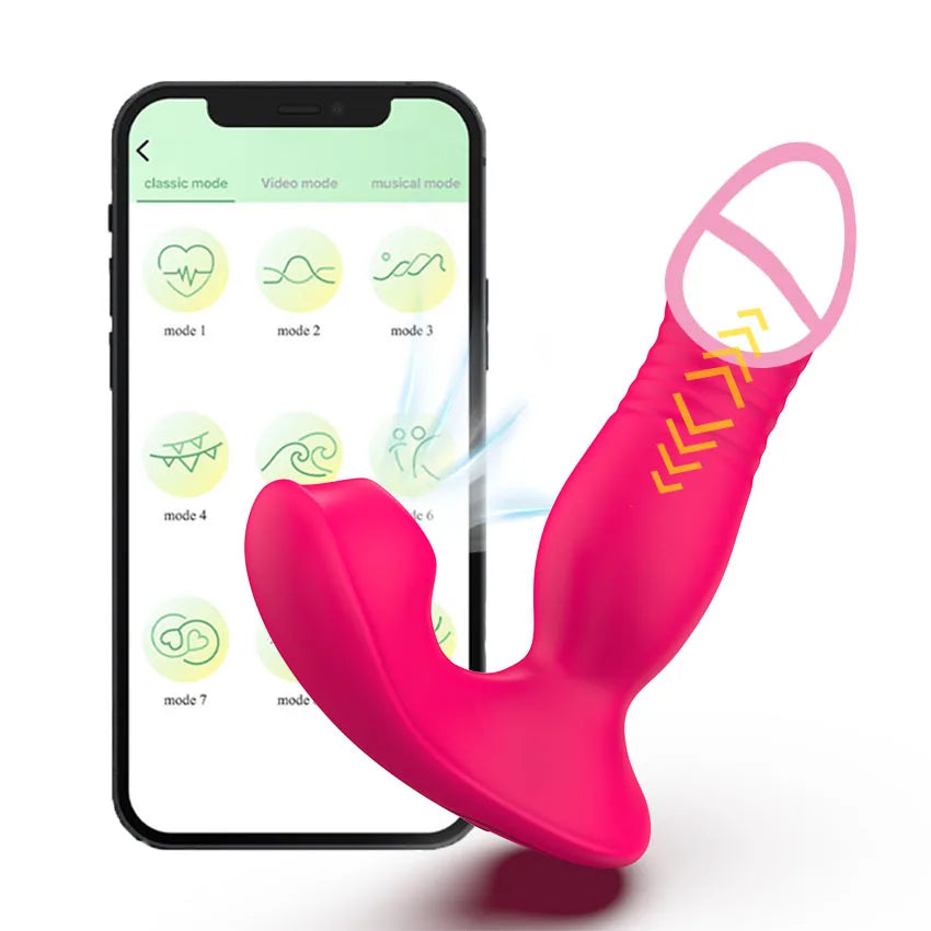Wearable Sucking Thrusting Dildo Vibrator APP Control Clit Stimulator Penetration Vagina Panties Vibrator  Sex Toys for Female