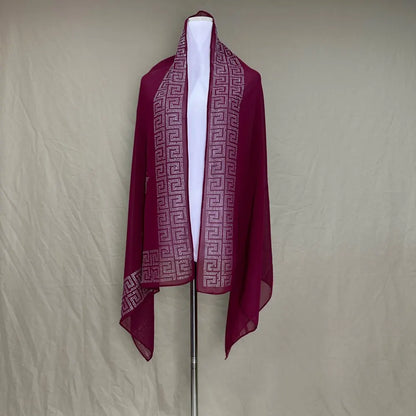 On Sale 2025 New African Net Hijab Scarf for Muslim Women African Dubai Islam Headscarf Embroidery Shawls Voile