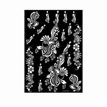 Flower Tattoo Stencil Reusable Henna Template for Hand and Body Henna Tattoo Design for Wedding Festival Party Tattoo Tools
