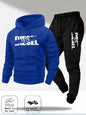 Men Fashion Print Tracksuit Hooded Sweatshirt+Sweatpants Set Autumn Winter Casual Fitness Jogging Sports Two-Piece Unisex Outfit
