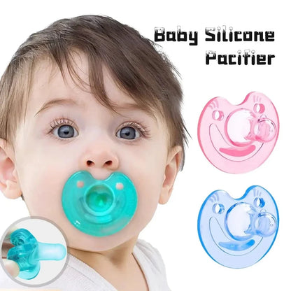 Newborn baby lulls to sleep with a breast milk like pacifier, with a soft silicone pacifier and round head to prevent eating