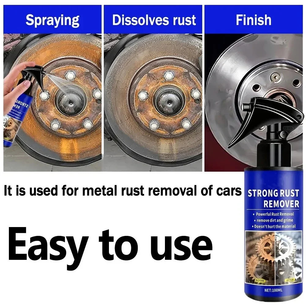 Quick-Acting Car Rust Remover Spray - Care for Auto Exhaust Pipes & Wheel Hubs, Metal Iron Powder Cleaner